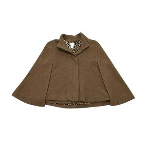Women’s Chico’s Tan Wool Capelet Jacket Leopard Lining